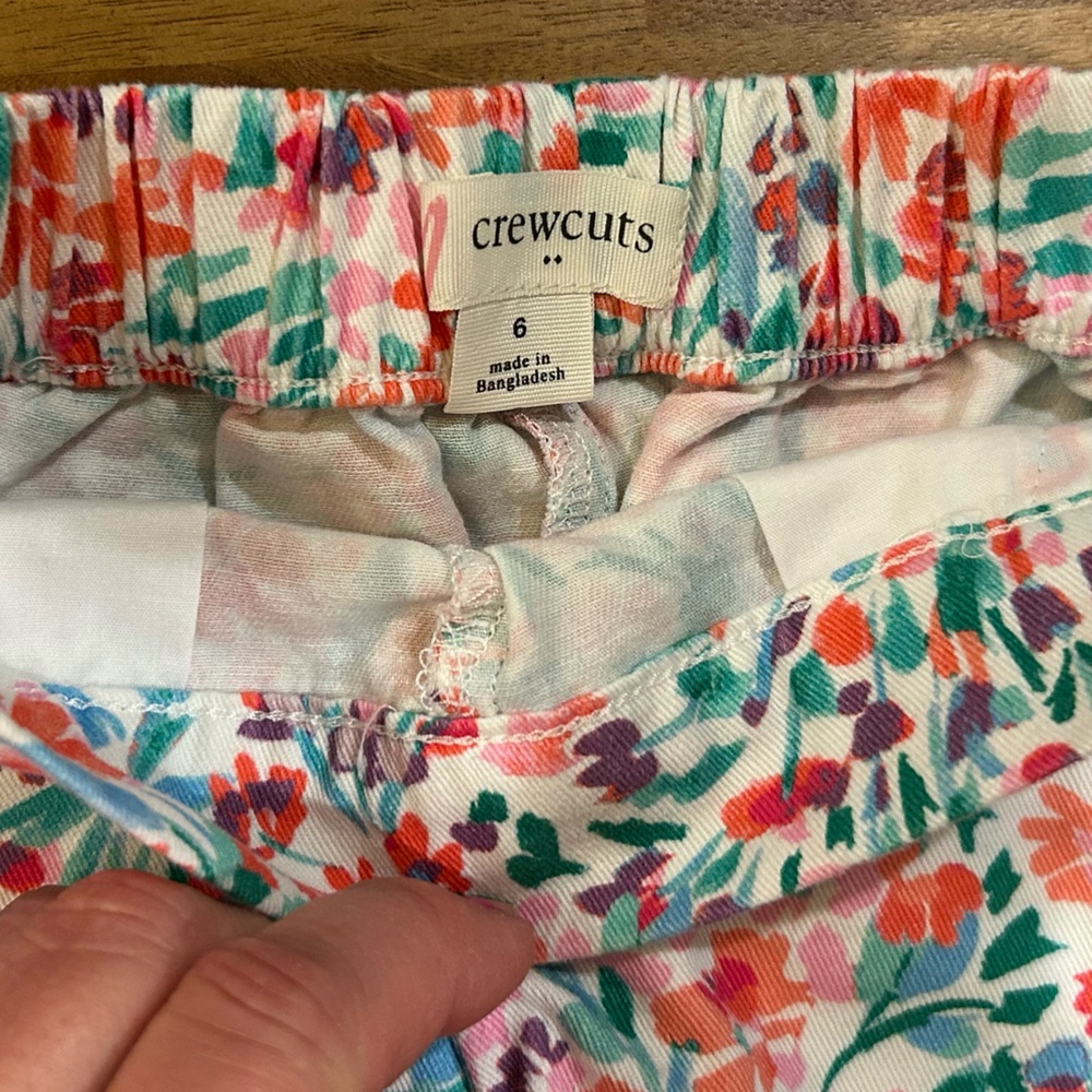 Crewcuts Floral Scallop-Hem Shorts - Coral, Pink & Teal - Picture 2 of 4